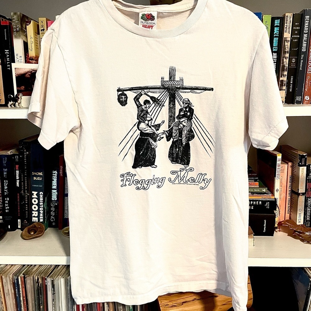 Vintage Flogging Molly Black & White Tour Tee 1990s- Irish Punk Rock Band Tee SM